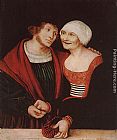 Lucas Cranach The Elder Canvas Paintings - Amorous Old Woman and Young Man